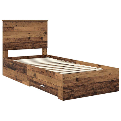 vidaXL Bed Frame with Headboard Old Wood 90 x 200 cm Engineered Wood