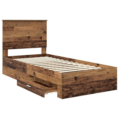vidaXL Bed Frame with Headboard Old Wood 90 x 200 cm Engineered Wood