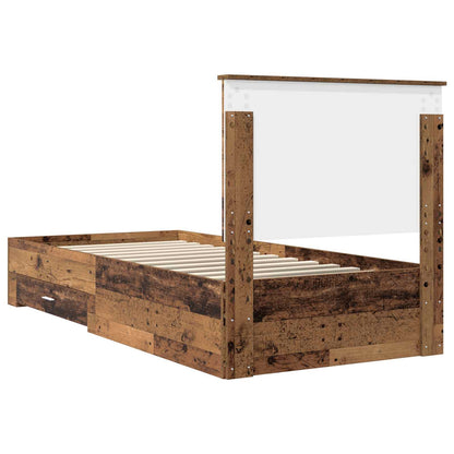 vidaXL Bed Frame with Headboard Old Wood 90 x 200 cm Engineered Wood