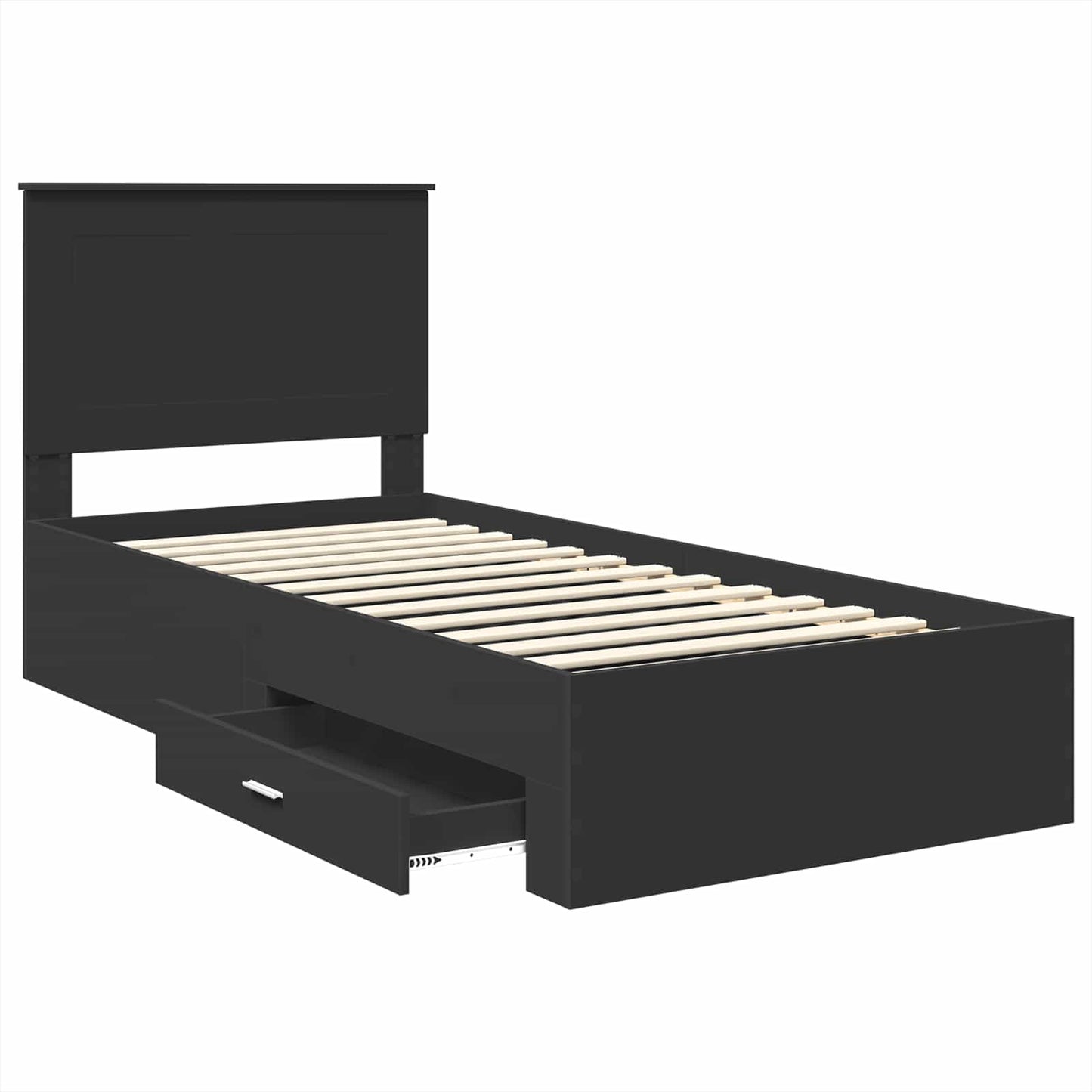 vidaXL Bed Frame Black and Silver 75 x 190 cm Engineered Wood