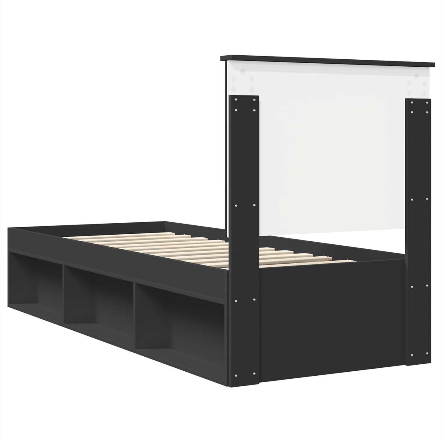 vidaXL Bed Frame Black and Silver 75 x 190 cm Engineered Wood