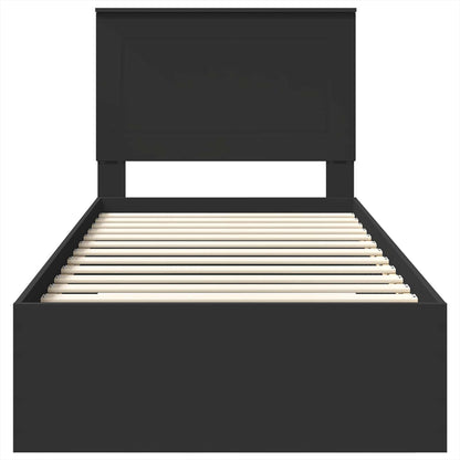 vidaXL Bed Frame Black and Silver 75 x 190 cm Engineered Wood