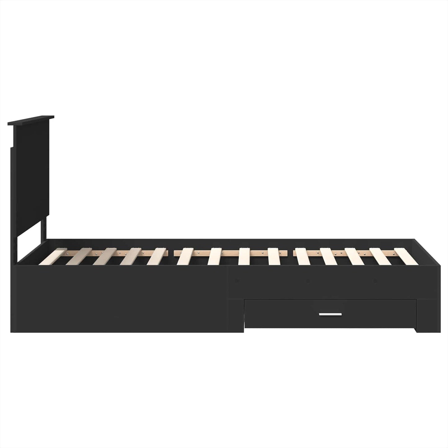 vidaXL Bed Frame Black and Silver 75 x 190 cm Engineered Wood