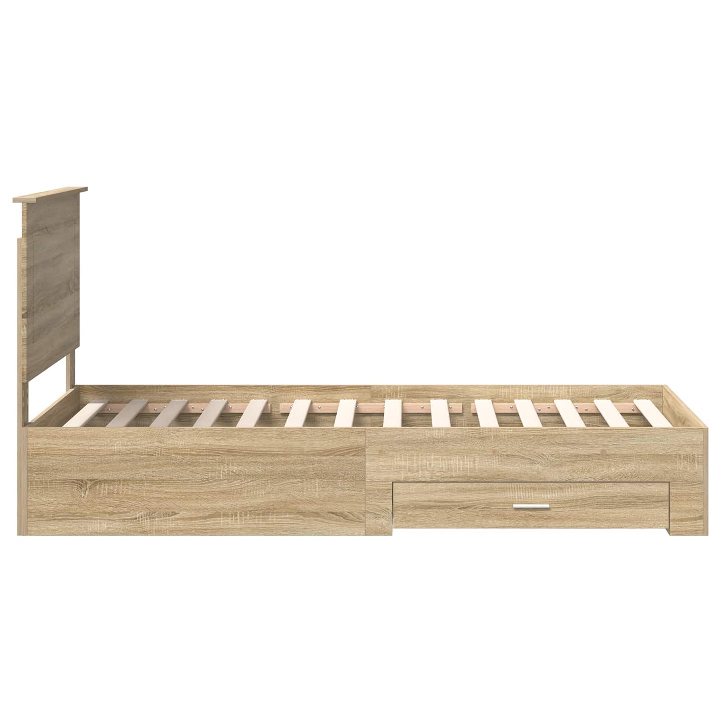 vidaXL Bed Frame Sonoma Oak and Silver 75 x 190 cm Engineered Wood