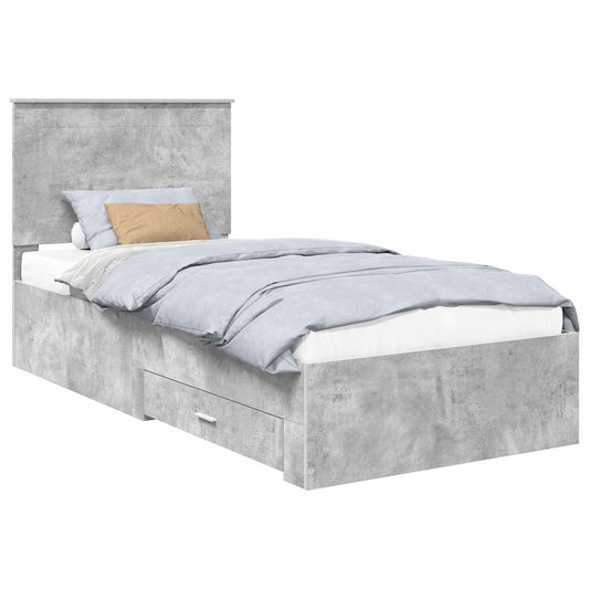 vidaXL Bed Frame Concrete Grey and Silver 75 x 190 cm Engineered Wood
