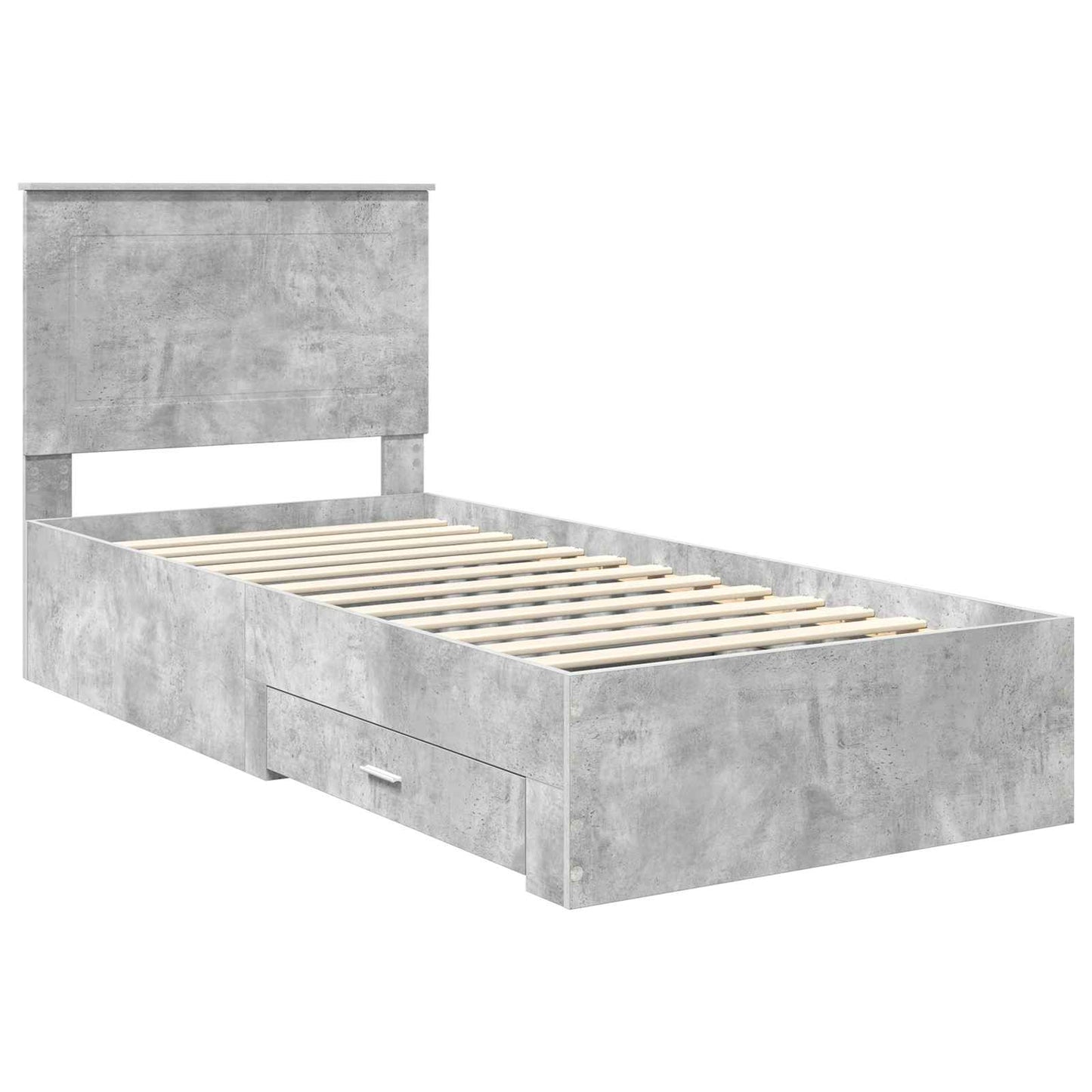 vidaXL Bed Frame Concrete Grey and Silver 75 x 190 cm Engineered Wood