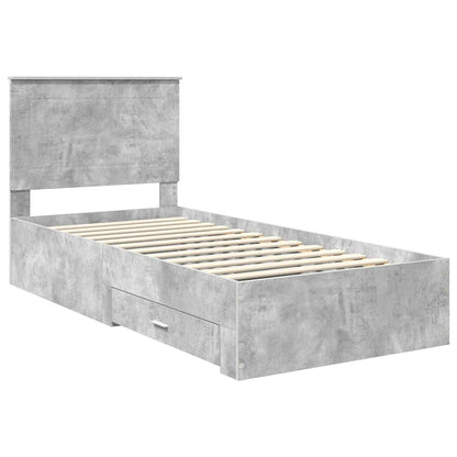 vidaXL Bed Frame Concrete Grey and Silver 75 x 190 cm Engineered Wood
