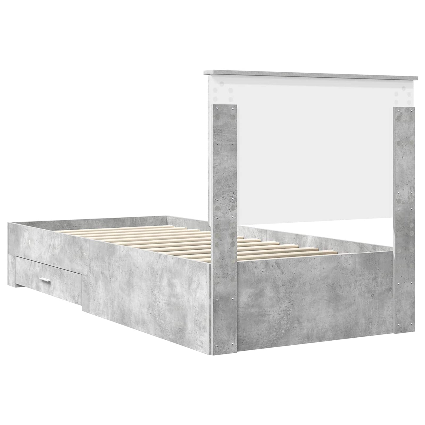 vidaXL Bed Frame Concrete Grey and Silver 75 x 190 cm Engineered Wood