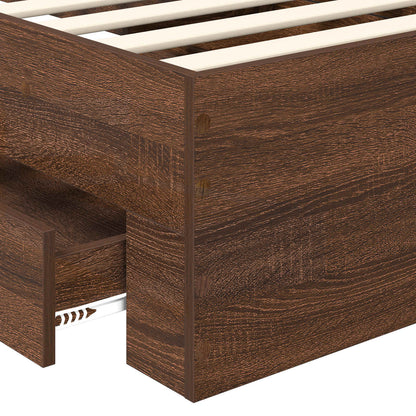 vidaXL Bed Frame Brown Oak and Silver 75 x 190 cm Engineered Wood