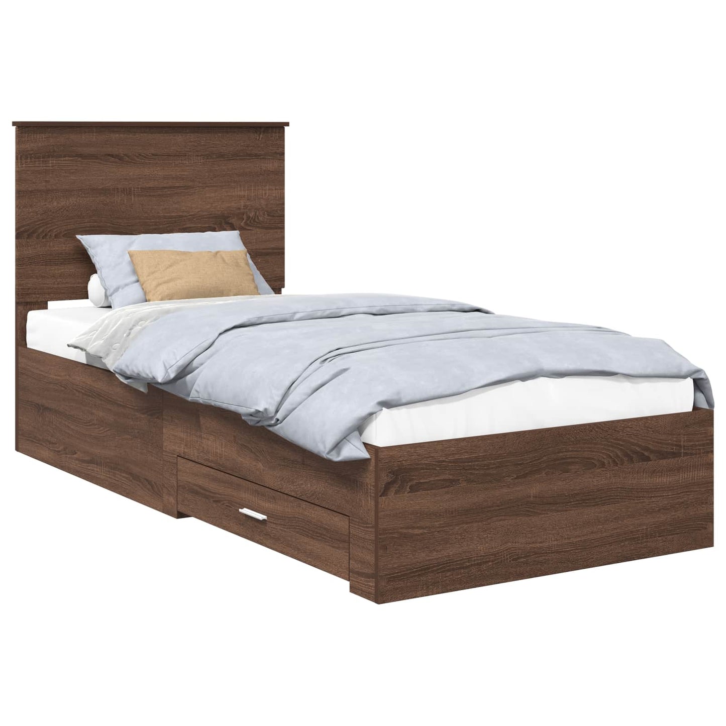vidaXL Bed Frame Brown Oak and Silver 75 x 190 cm Engineered Wood