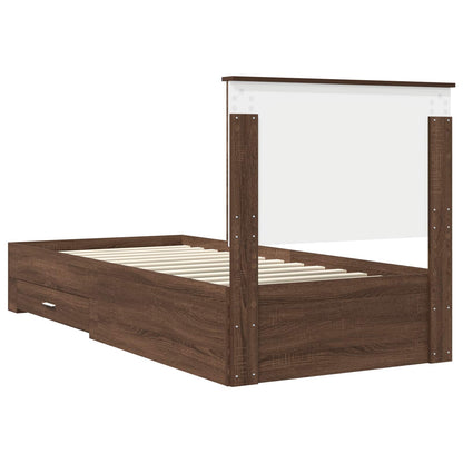vidaXL Bed Frame Brown Oak and Silver 75 x 190 cm Engineered Wood