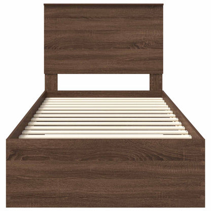 vidaXL Bed Frame Brown Oak and Silver 75 x 190 cm Engineered Wood