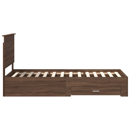vidaXL Bed Frame Brown Oak and Silver 75 x 190 cm Engineered Wood