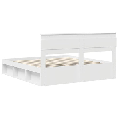 vidaXL Bed Frame with Headboard White 200 x 200 cm Solid Pine Wood