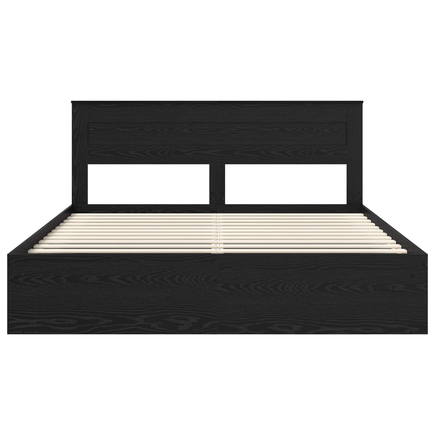 vidaXL Bed Frame with Headboard Black 200 x 200 cm Solid Pine Wood