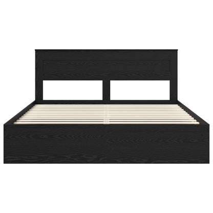 vidaXL Bed Frame with Headboard Black 200 x 200 cm Solid Pine Wood