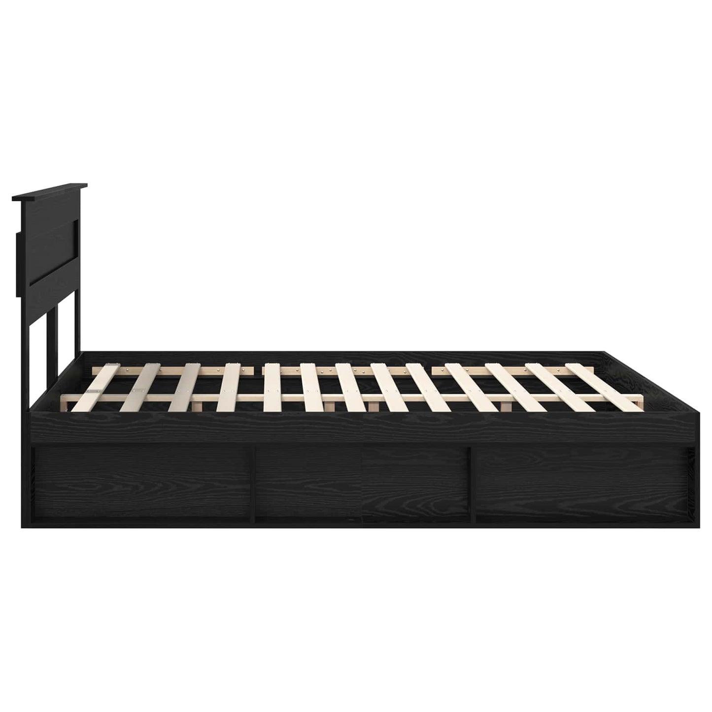 vidaXL Bed Frame with Headboard Black 200 x 200 cm Solid Pine Wood