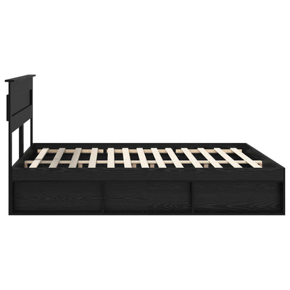 vidaXL Bed Frame with Headboard Black 200 x 200 cm Solid Pine Wood