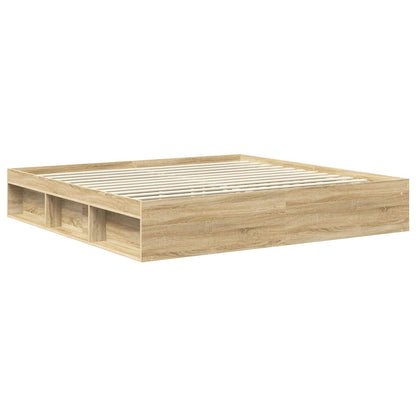 vidaXL Bed Frame with Headboard Sonoma 200 x 200 cm Solid Pine Wood