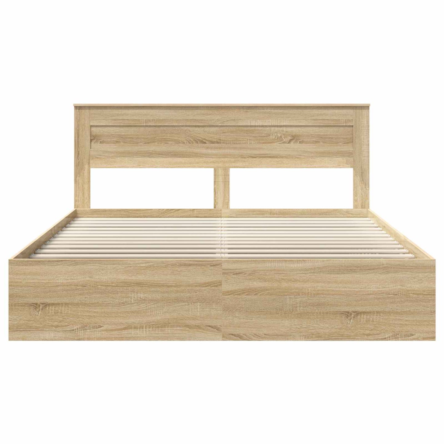 vidaXL Bed Frame with Headboard Sonoma 200 x 200 cm Solid Pine Wood