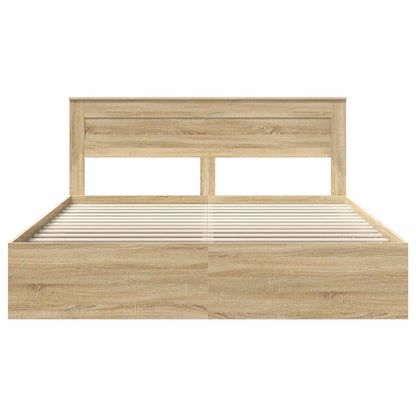 vidaXL Bed Frame with Headboard Sonoma 200 x 200 cm Solid Pine Wood