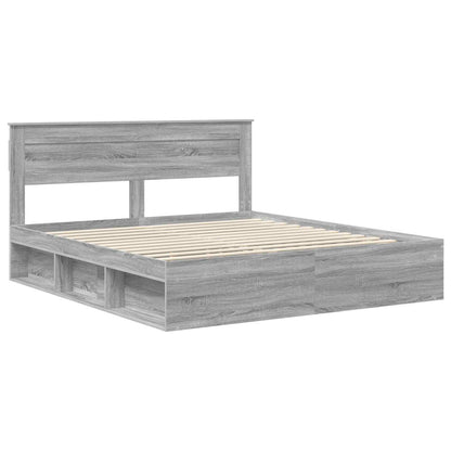 vidaXL Bed Frame Grey Sonoma 200 x 200 cm Solid Pine Wood