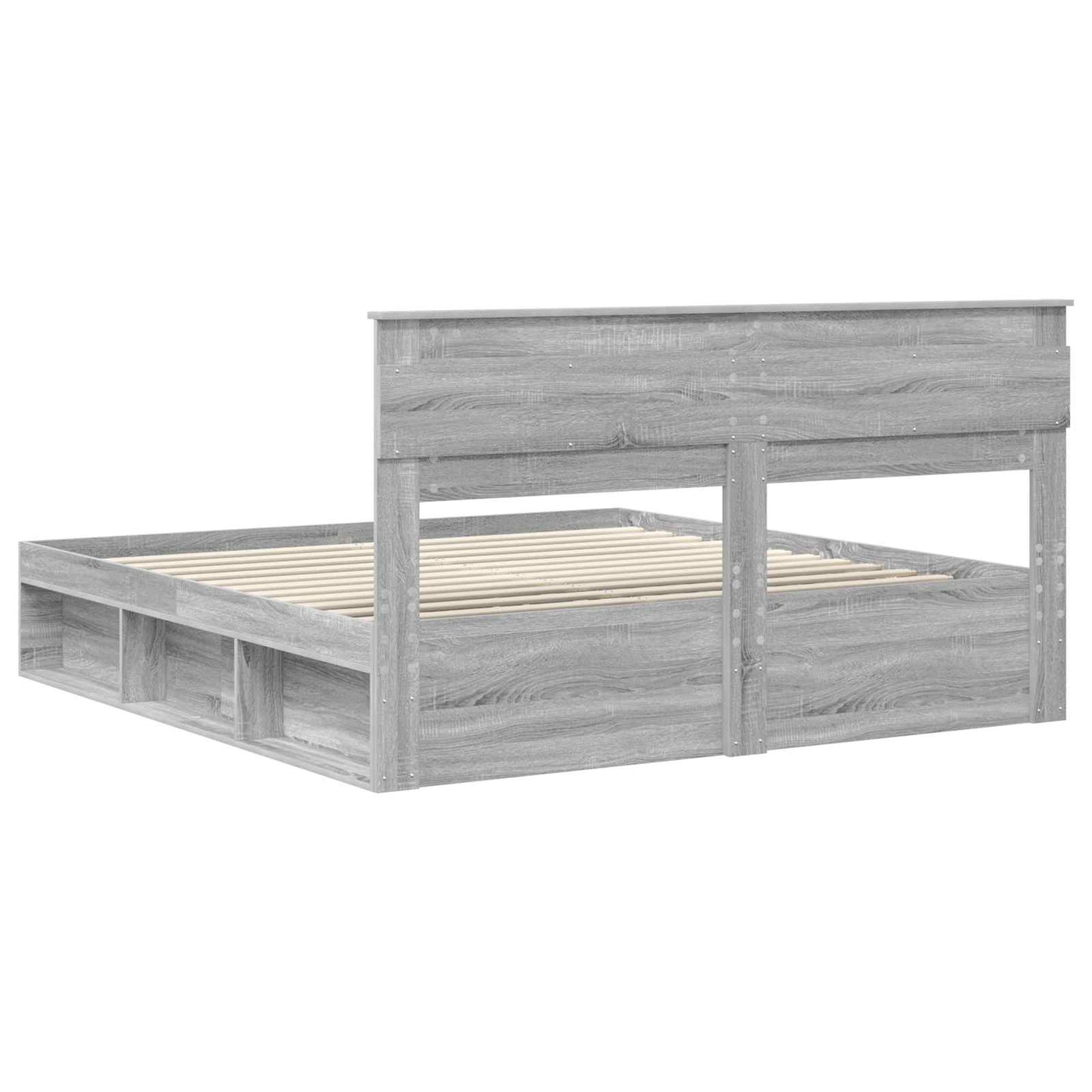 vidaXL Bed Frame Grey Sonoma 200 x 200 cm Solid Pine Wood