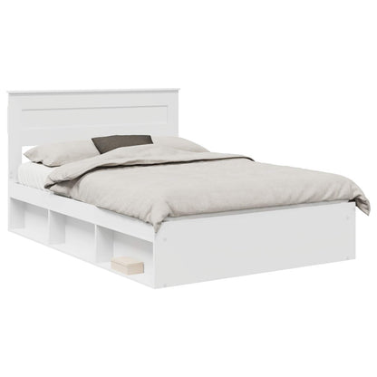vidaXL Bed Frame with Headboard White 160 x 200 cm Solid Pine Wood