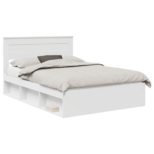 vidaXL Bed Frame with Headboard White 160 x 200 cm Solid Pine Wood