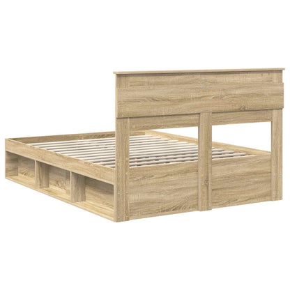 vidaXL Bed Frame with Headboard Sonoma 160 x 200 cm Solid Pine Wood