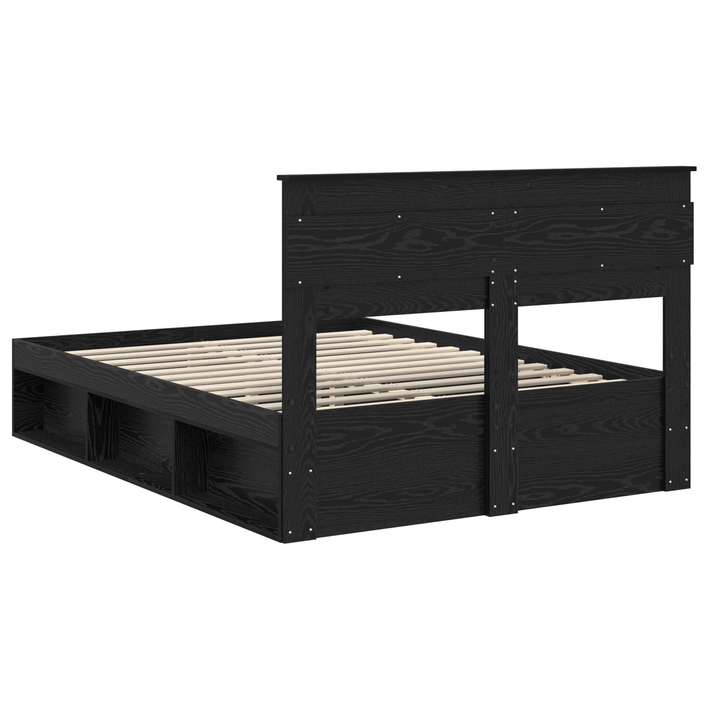 vidaXL Bed Frame with Headboard Black 150 x 200 cm Solid Pine Wood