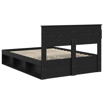 vidaXL Bed Frame with Headboard Black 150 x 200 cm Solid Pine Wood