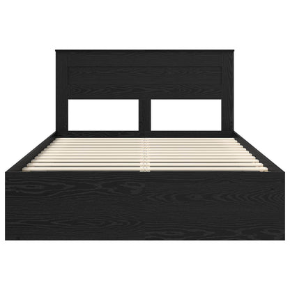 vidaXL Bed Frame with Headboard Black 150 x 200 cm Solid Pine Wood