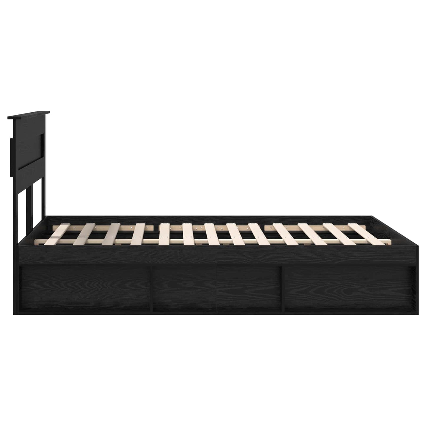 vidaXL Bed Frame with Headboard Black 150 x 200 cm Solid Pine Wood