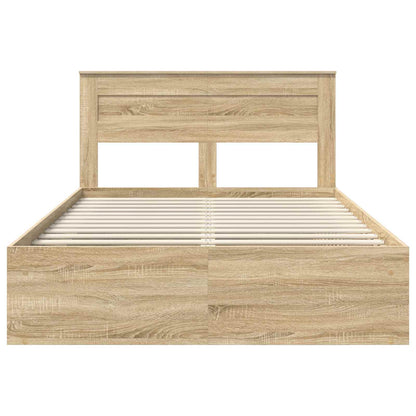 vidaXL Bed Frame with Storage Sonoma Oak 150 x 200 cm Solid Pine Wood
