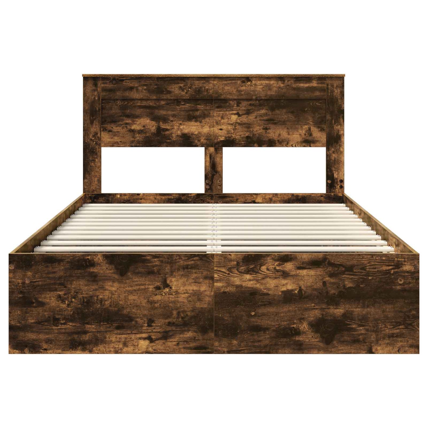 vidaXL Bed Frame with Storage Smoked Oak 150 x 200 cm Solid Pine Wood