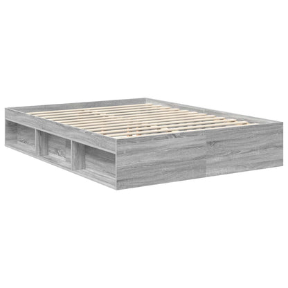vidaXL Bed Frame with Storage Grey Sonoma 150 x 200 cm Solid Pine Wood