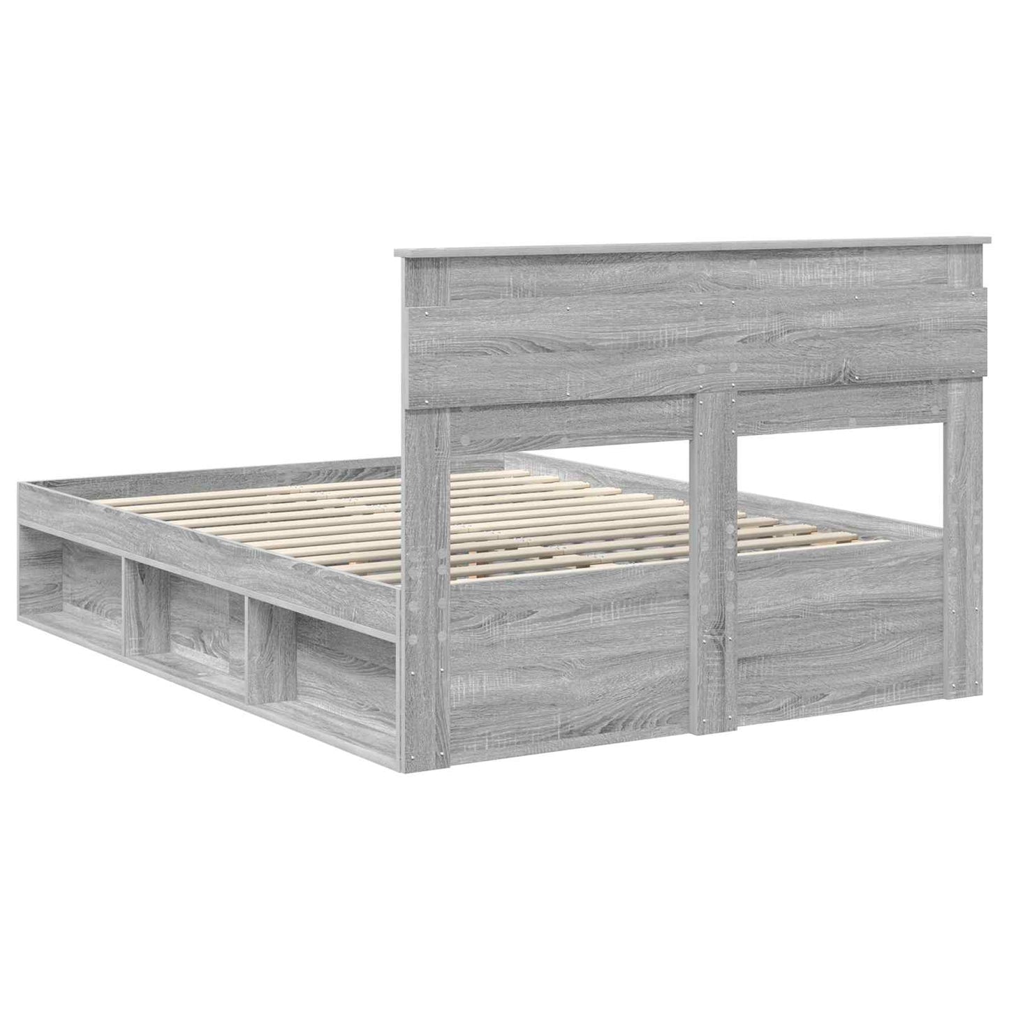 vidaXL Bed Frame with Storage Grey Sonoma 150 x 200 cm Solid Pine Wood