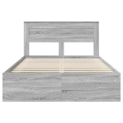 vidaXL Bed Frame with Storage Grey Sonoma 150 x 200 cm Solid Pine Wood