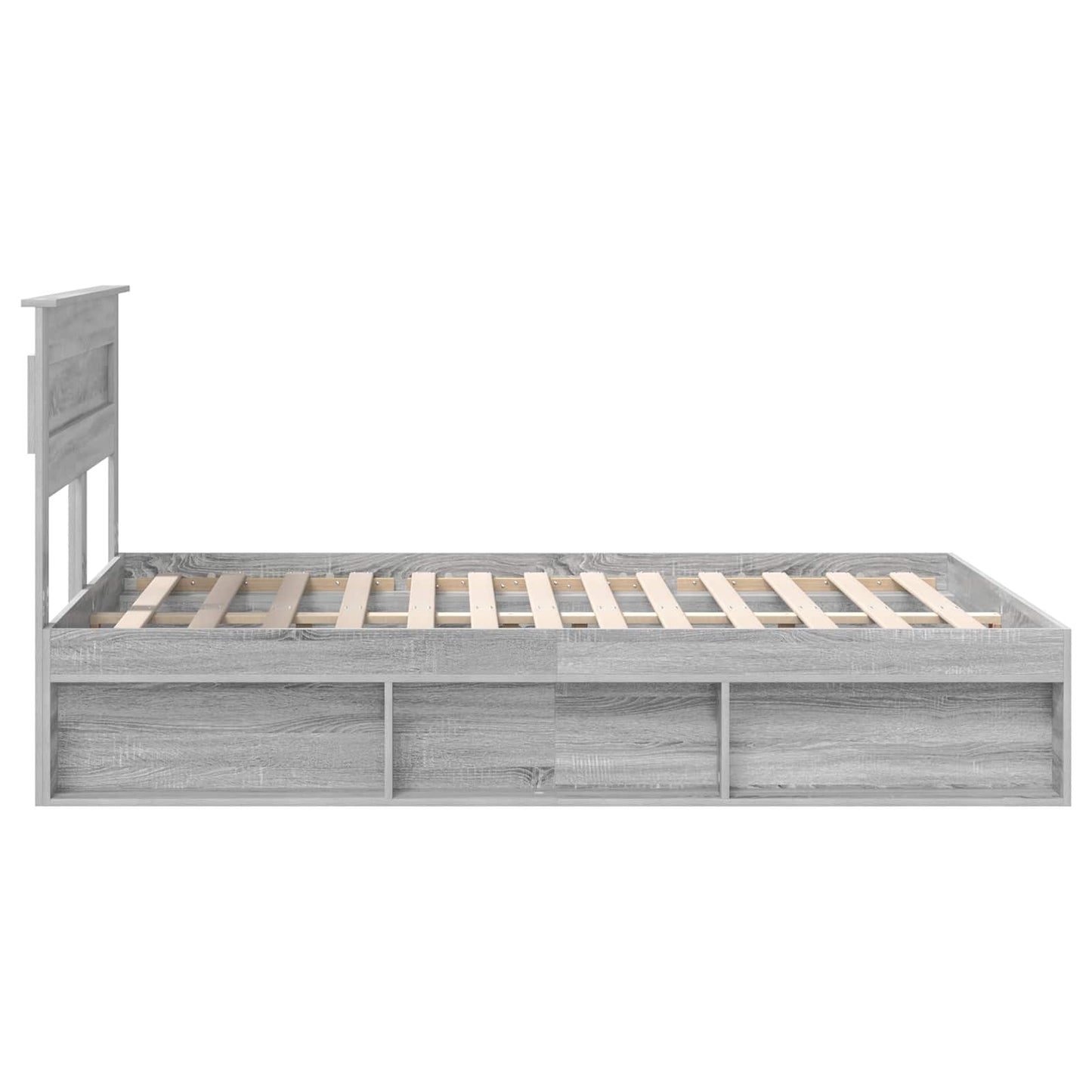 vidaXL Bed Frame with Storage Grey Sonoma 150 x 200 cm Solid Pine Wood
