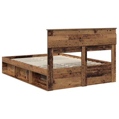 vidaXL Bed Frame with Headboard Old Wood 150 x 200 cm Solid Pine Wood