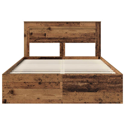 vidaXL Bed Frame with Headboard Old Wood 150 x 200 cm Solid Pine Wood