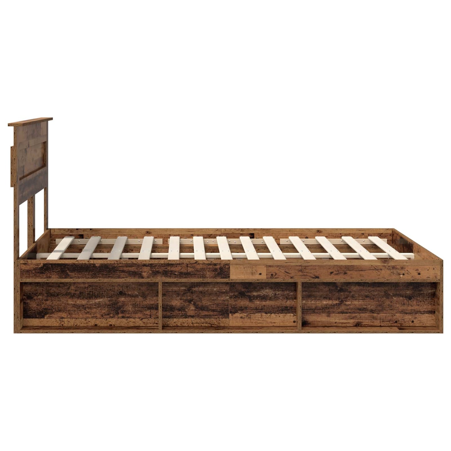 vidaXL Bed Frame with Headboard Old Wood 150 x 200 cm Solid Pine Wood