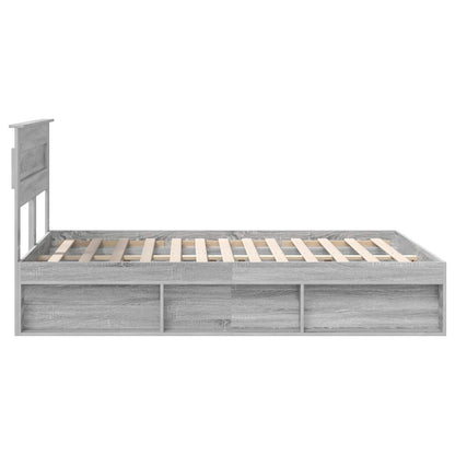 vidaXL Bed Frame with Storage Grey Sonoma 140 x 190 cm Solid Pine Wood