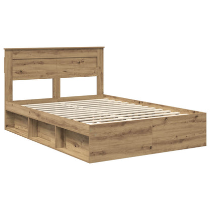 vidaXL Bed Frame Artisian Oak 140 x 190 cm Solid Pine Wood