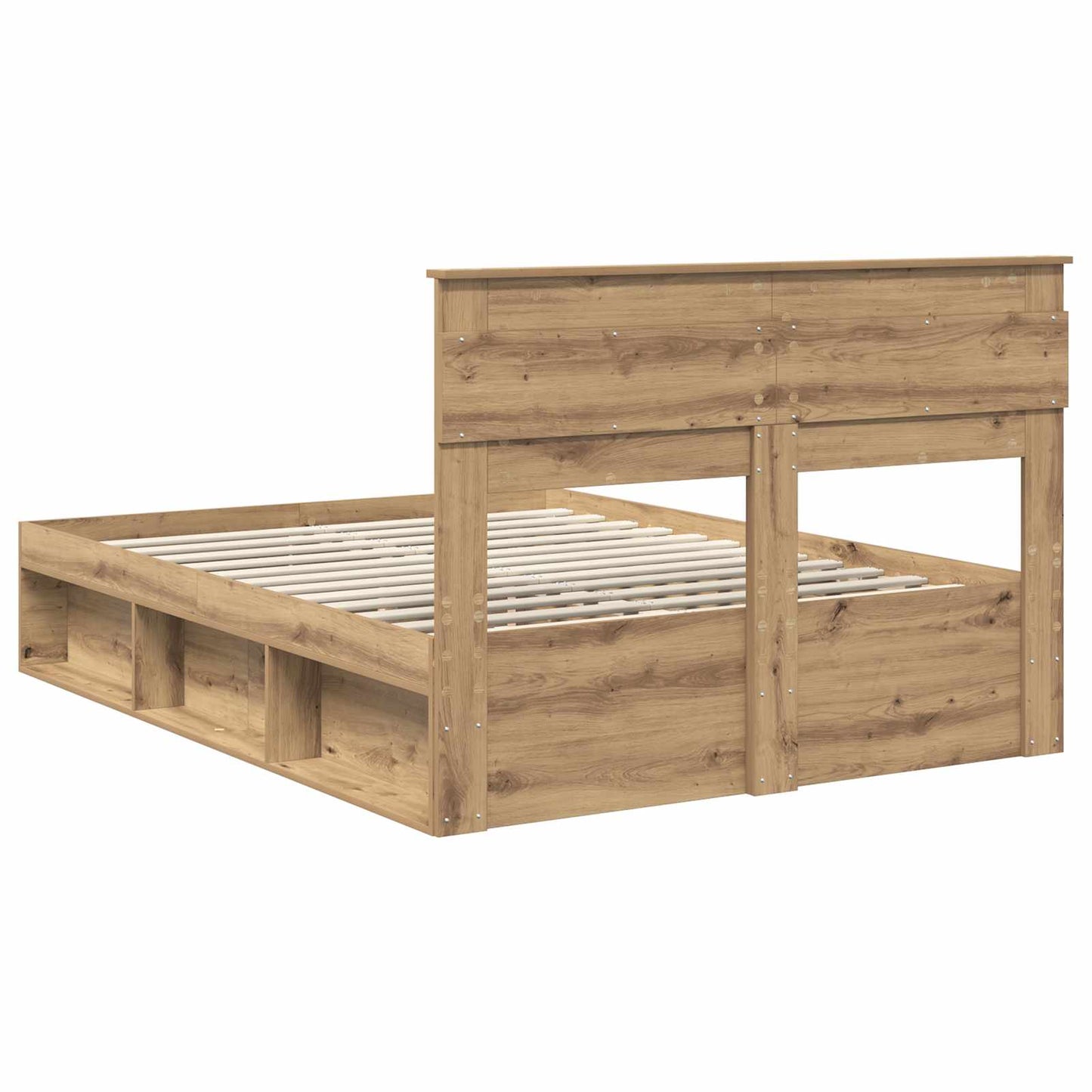 vidaXL Bed Frame Artisian Oak 140 x 190 cm Solid Pine Wood