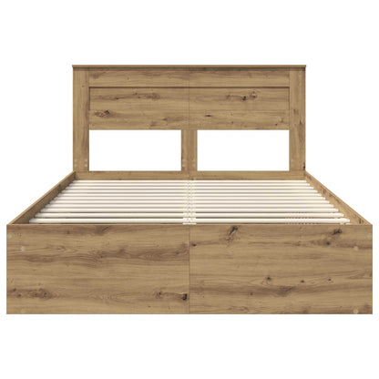vidaXL Bed Frame Artisian Oak 140 x 190 cm Solid Pine Wood