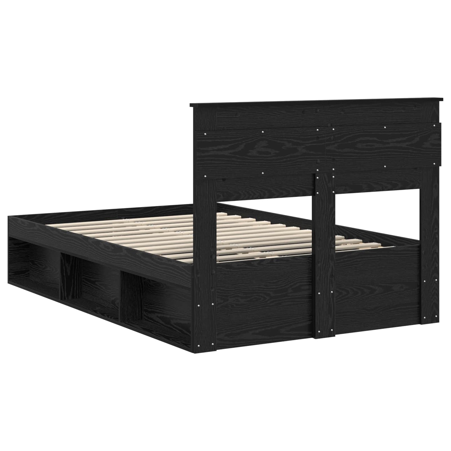 vidaXL Bed Frame with Headboard Black 135 x 190 cm Solid Pine Wood