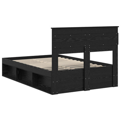 vidaXL Bed Frame with Headboard Black 135 x 190 cm Solid Pine Wood