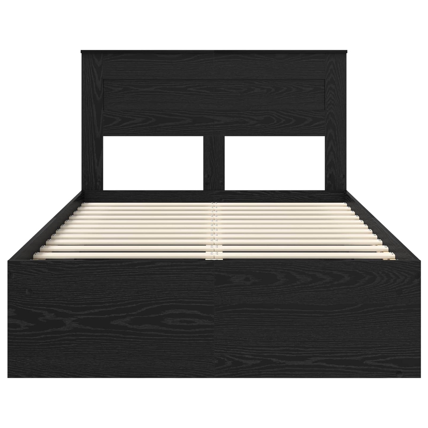 vidaXL Bed Frame with Headboard Black 135 x 190 cm Solid Pine Wood